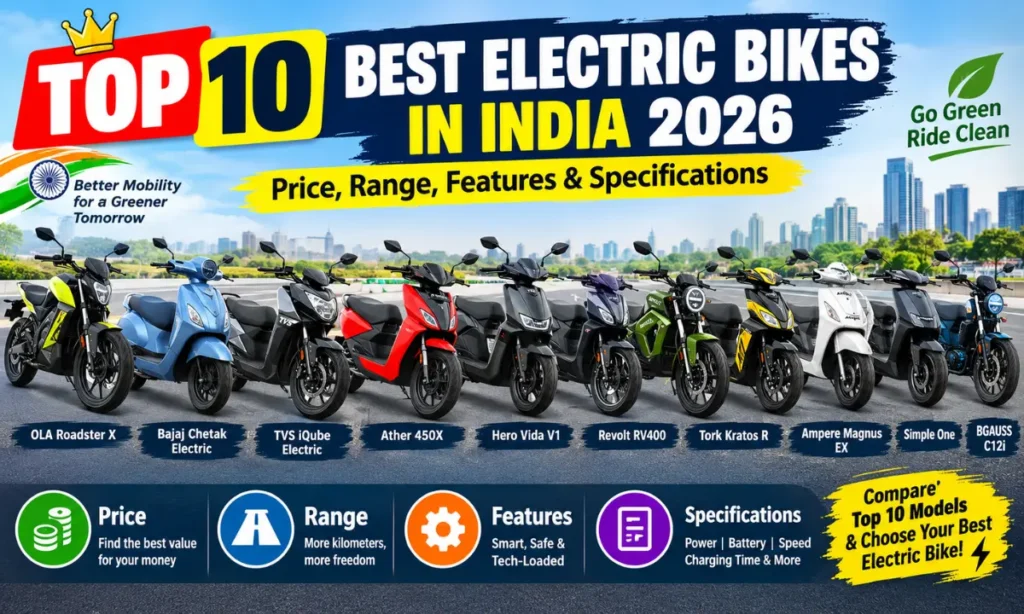 Top 10 Best Electric Bikes in India 2026 Price, Range, Features & Specifications